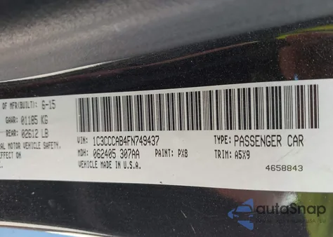 2015 Chrysler 200 Limited from USA, damaged, VIN 1C3CCCAB4FN749437